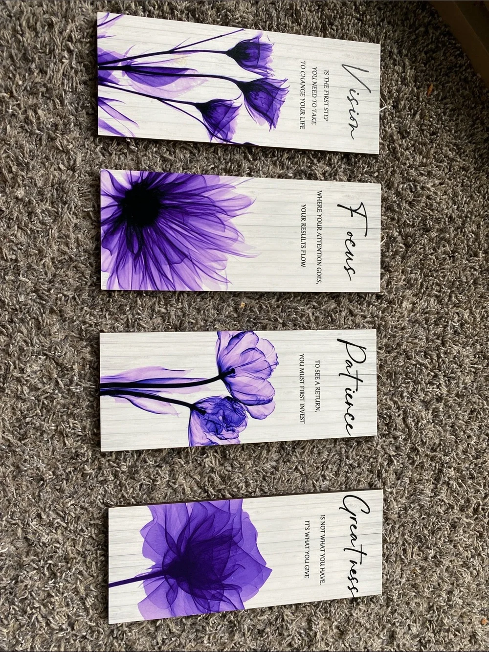 Amazon Purple Floral Inspirational Wall Art Set - 4 Panels